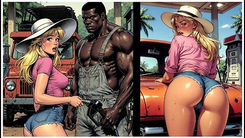 Jungle Gas Station: A Black Pump For A White Wife. Cartoon Bbc Wife Cuckold