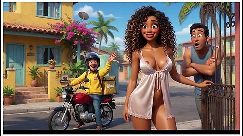 Slim Curly Brazilian Wife Gets Naked For Motoboy And Kisses Him On Sofa While Husband Watches (ai Generated)