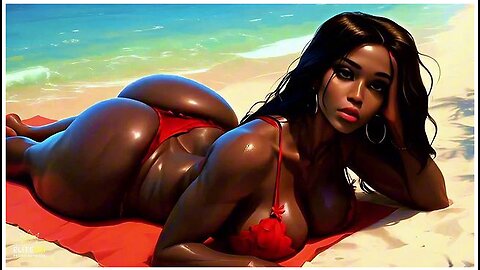 4k 100% Ai Generated 3d Soft Looping Pmv Ebony Big Ass Twerk On Beach: Thick Booty Babes Gentle Shaking In Bikinis
